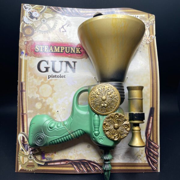 Green gun with a big slide for time travel costume.