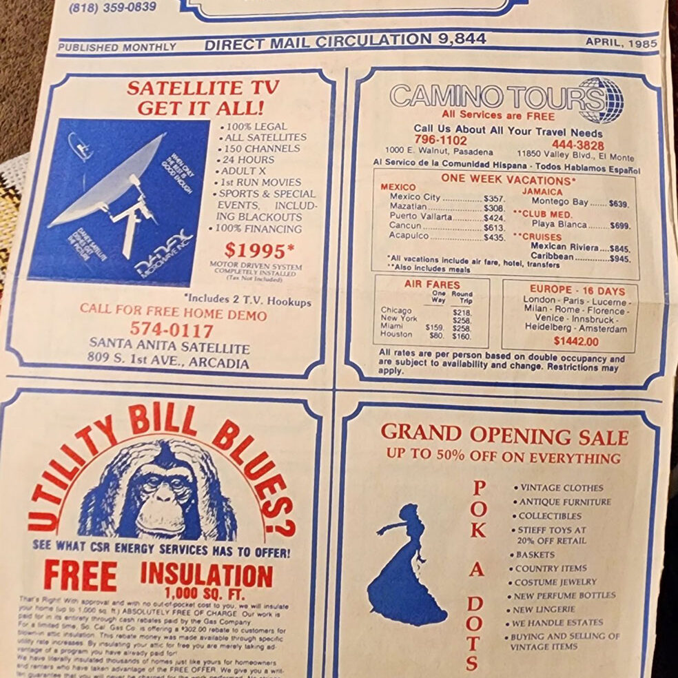 Old ad newspaper from the 1970's with Pok-a-dots advertisement.